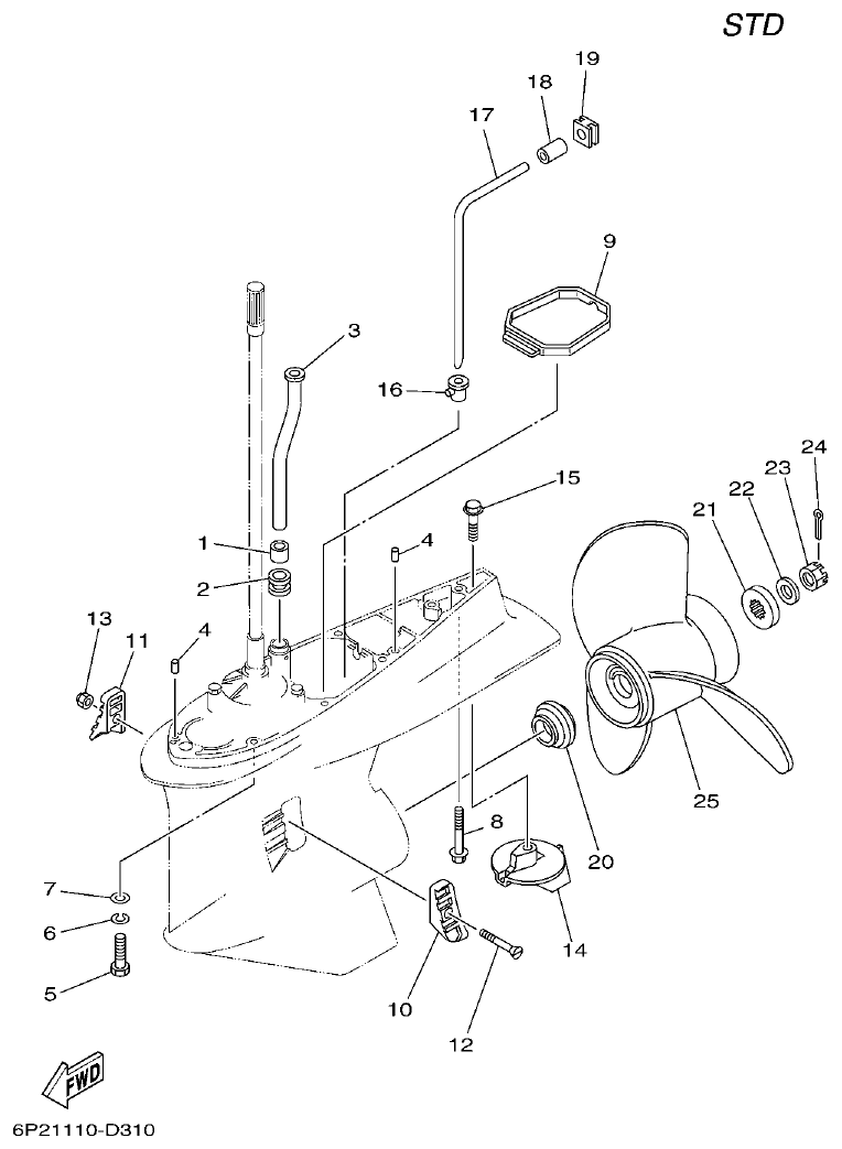 Yamaha F225BET, FL225BET LOWER CASING & DRIVE 2 parts diagram